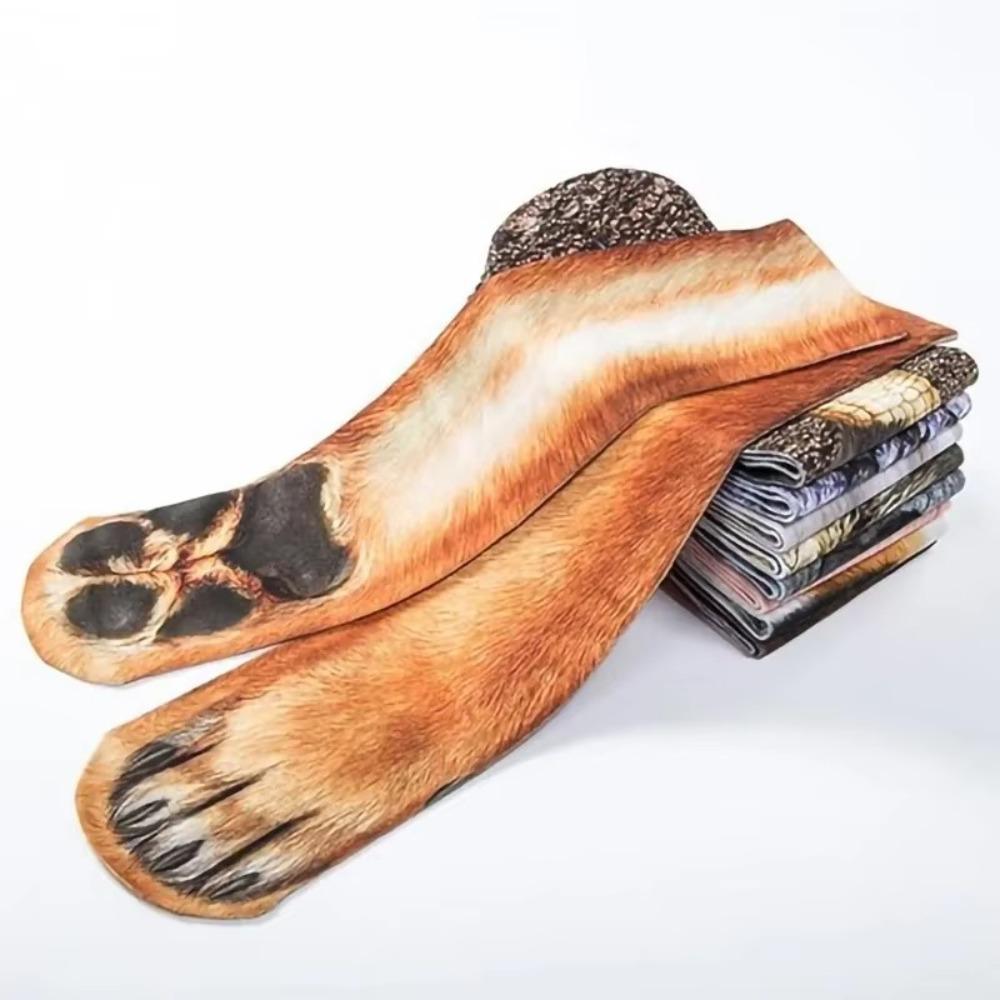 Thicken 3D Print Animal Paw Socks Unisex Adult Novelty Stocking Cat Dog Dinosaur Tiger Paw Socks