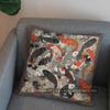 2D Traditional Ink Style Koi Fish Pattern Pillow Pattern Cushion Cover Suitable For Sofa Bedroom Car Pillow Cover