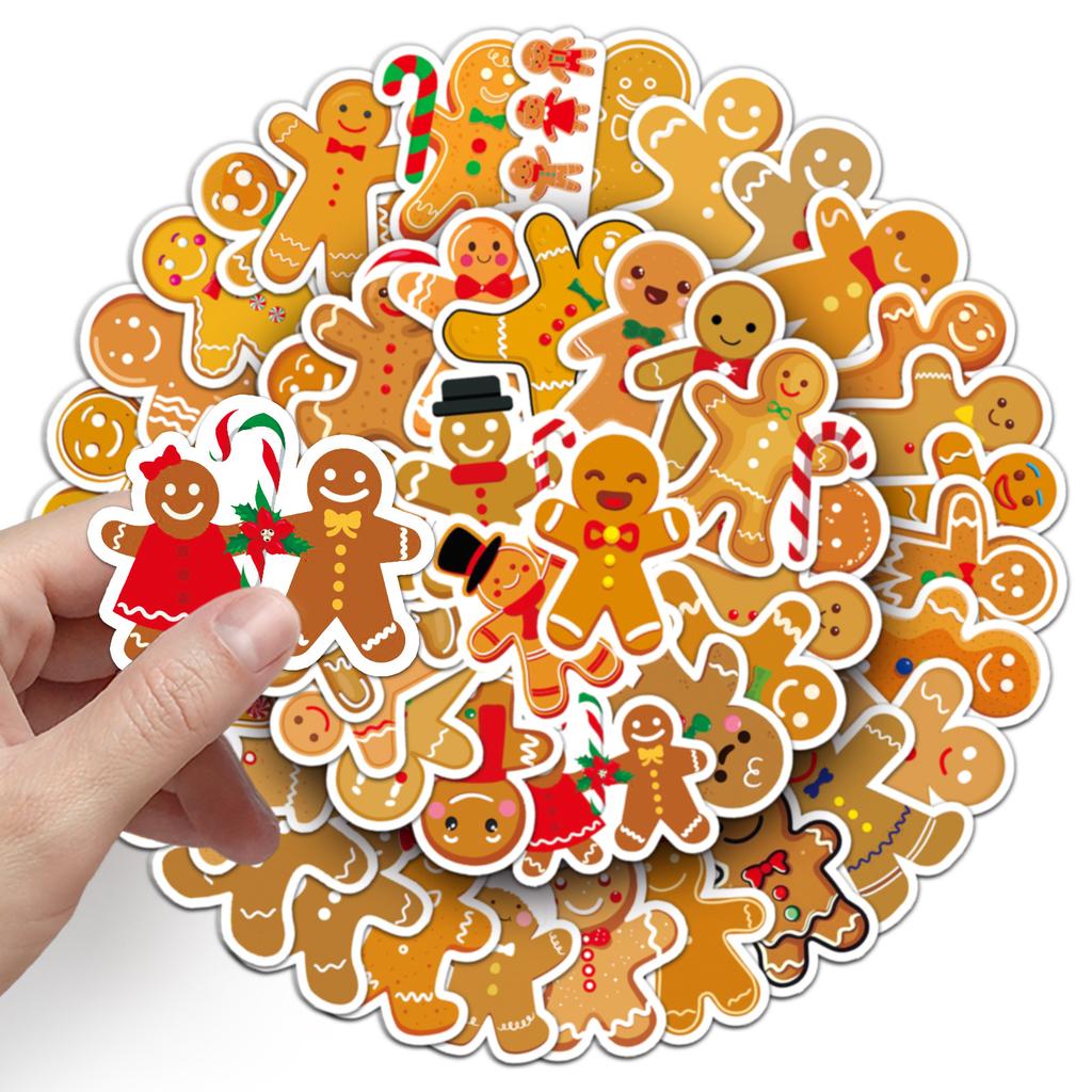 50 Gingerbread Man Personalized Christmas Creative Sealing Stickers for Decorating Suitcases and Phone Cases