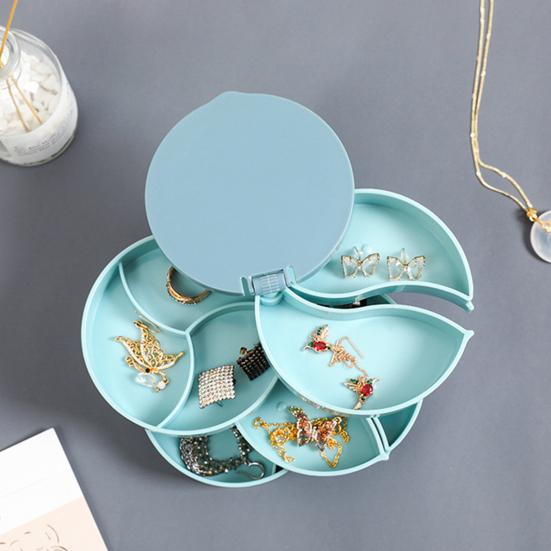 Jewelry Display Organizer Dust-proof Abrasion Resistant Mirror Multilayers Rotary Jewelry Box Household Supplies