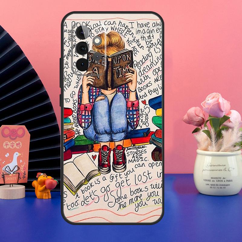 Read Books Illustration Case For Samsung Galaxy A54 A34 A24 A14 A73 A53 A33 A23 A13 A52 A32 A22 A12 A51 A71 Cover