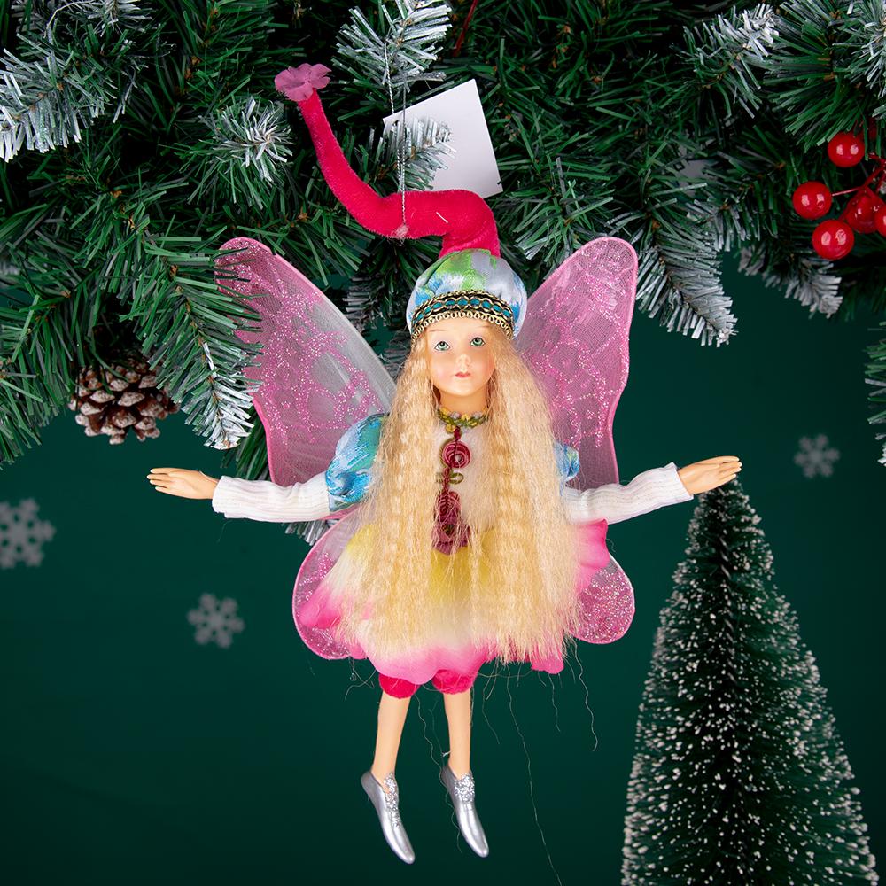 New Angel Elf Doll Multi Color Christmas Fairy Tree Jewelry Gold Elf Pendant Mini Fairy Statue Christmas Gift Home Decoration