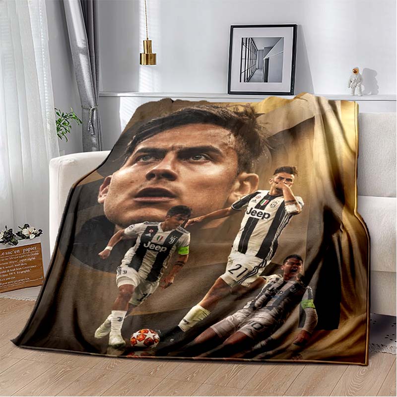 Juventus Football Club Black Gold Vertical Stripe J Logo Flannel Blanket Soft Warm Lightweight Sports Fan Washable Throw Blanket Bedroom Sofa Decor