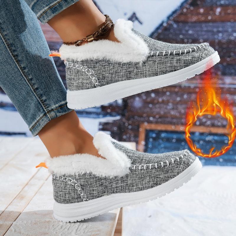 Low-top plush snow boots women's lightweight non-slip indoor and outdoor cotton boots large