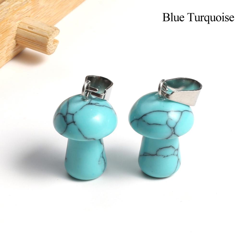 2 Stück, Handgefertigter Anhänger in Pilzform mit Edelstein, Reiki-Heilkristall Quarz Achat Jade Naturstein Anhänger Charms für Schmuckherstellung DIY 1,2×1,6cm
