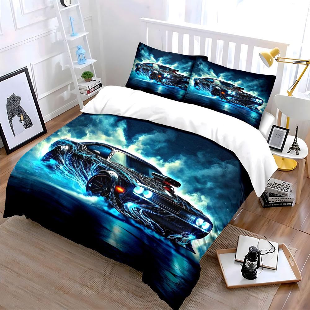 "Glowing Electric Muscle Car" Bedding Duvet Cover Set (1*Duvet Cover 2*Pillowcases, without duvet insert)
