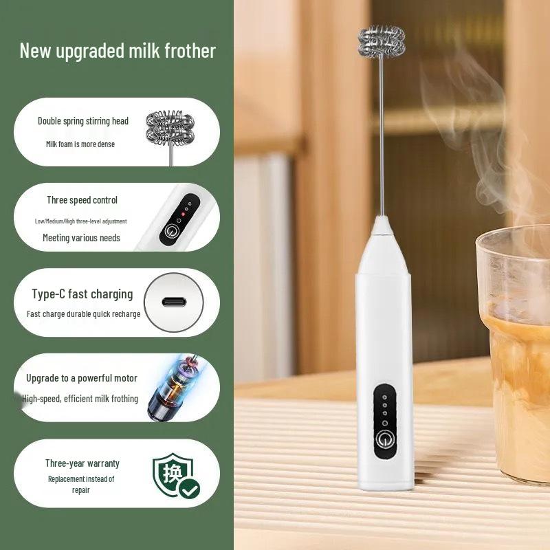 Electric Milk Frother and Stirring Rod for Coffee 3-Speed