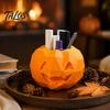 Trendy Festive Ornaments 3D Printed Geometric Pumpkin Pen Holder, Halloween Desktop Organizer, Creative Photography Props Storage Container for Makeup