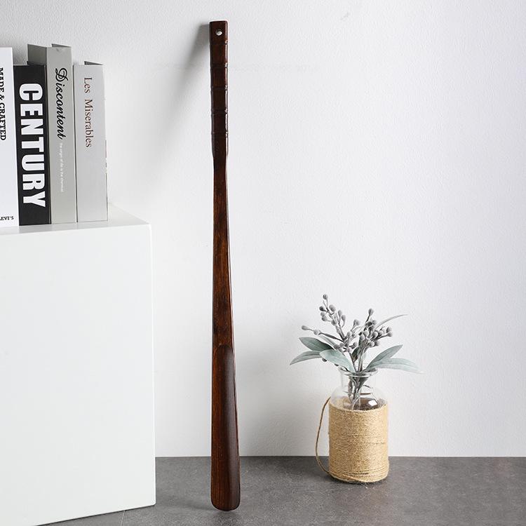 Solid Wood Long Handle Shoehorn - No-Bend Shoe Remover & Portable Puller