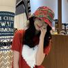 Chic Red Plaid Bucket Hat For Women Vintage Style Sun Protection Breathable Cotton