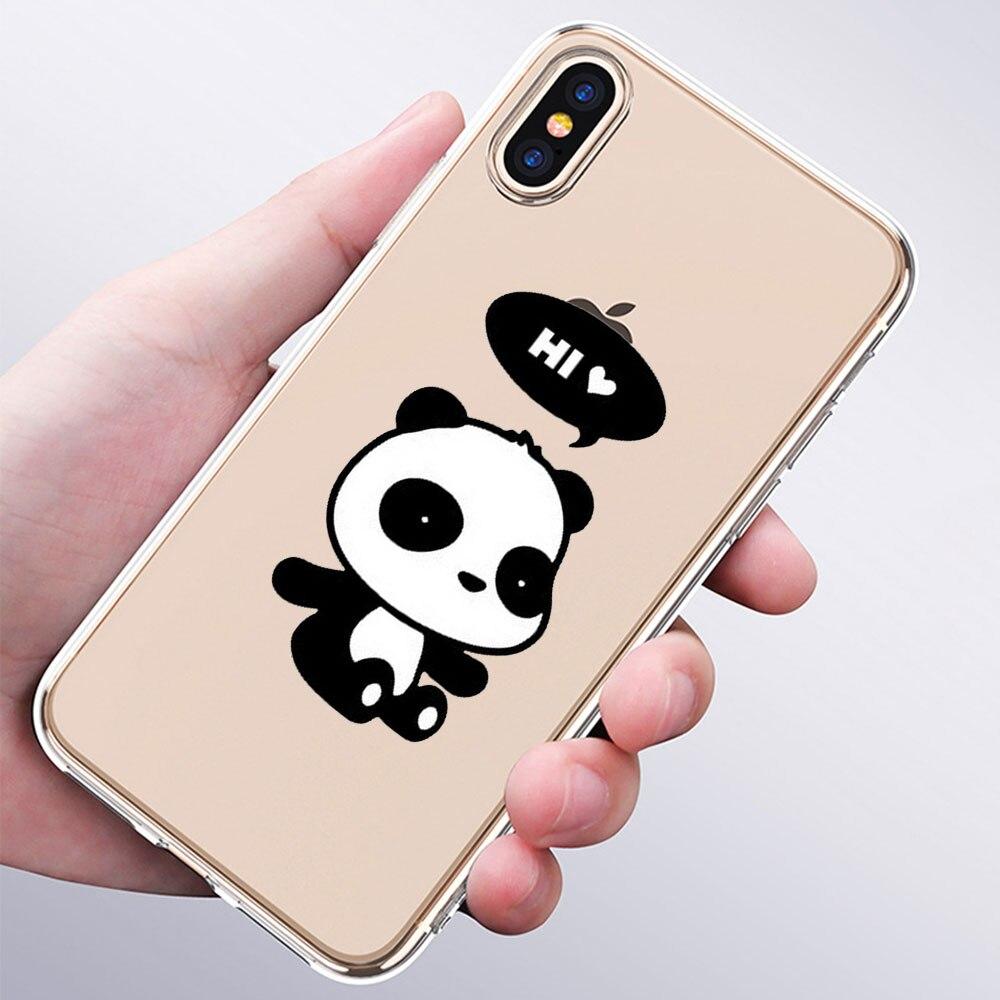 Luxury Soft Silicone Phone Case Cute Panda Bear China for Apple iPhone 11 Pro XS Max X XR 6 6S 7 8 Plus 5 5S SE Fashion Cover