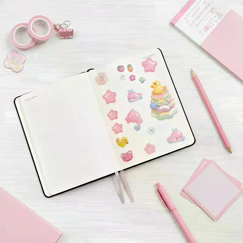 3D Solid Relief Cartoon Stacked Stickers Handmade Cute Crystal Stickers For Art Kids Diy Journal Phone Decoration