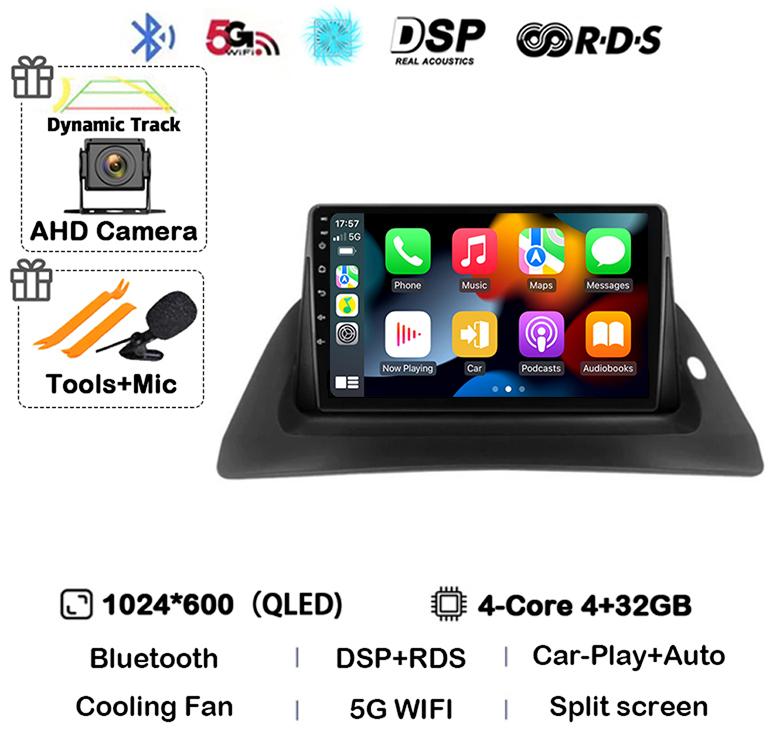 Android 14 Carplay Auto 4G+WIFI For Renault Kangoo 2009-2012 2015 2016 2017 2018 Car Radio Multimedia Stereo Video Player GPS BT