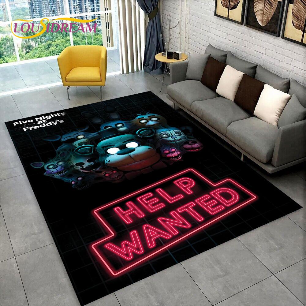 Horror Game FNAF Movie Freddy Bonnie Carpet Rug for Home Living Room Bedroom Sofa Doormat Decor,kids Play Area Rug Non-slip Mat