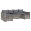 2 Piece Garden Lounge Set with Cushions Grey Poly Rattan