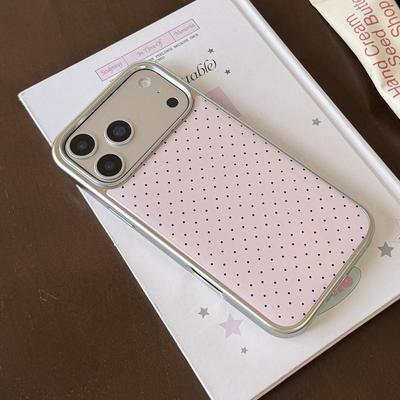 Koreans INS Polkadot Patroon Gegalvaniseerd Zilveren Telefoonhoesje voor Voor Iphone 17 Promax 17pro 14 1 16 Promax Schokbestendige Cover Funda