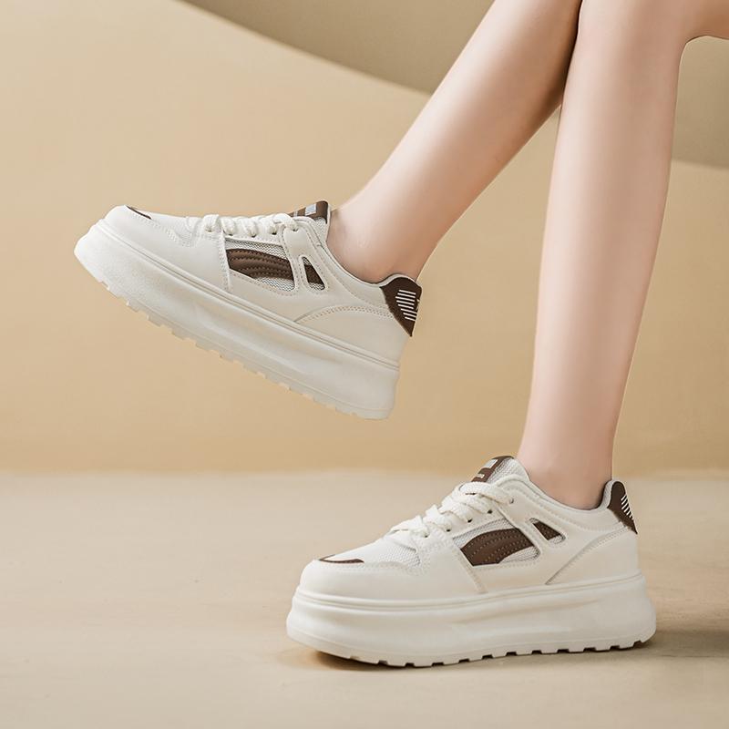 CRLAYDK Women's Tennis Walking Low Top Platform Casual Sneakers Lace Up Classic Skateboard Shoes Height Increase Trainers