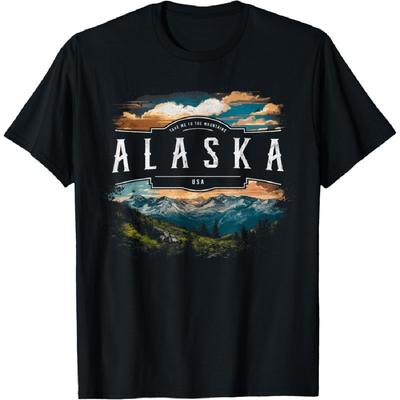 Alaska Mountains USA Hiking Outdoors Vintage T-Shirt