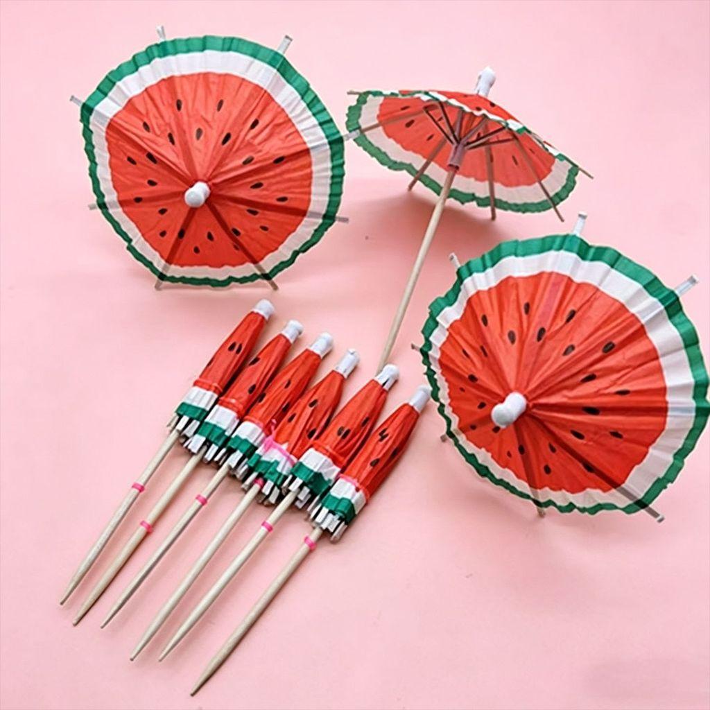 Hawaiian Tissue Paper Umbrella Fruit Stick Swizzles For Party Table Centerpieces