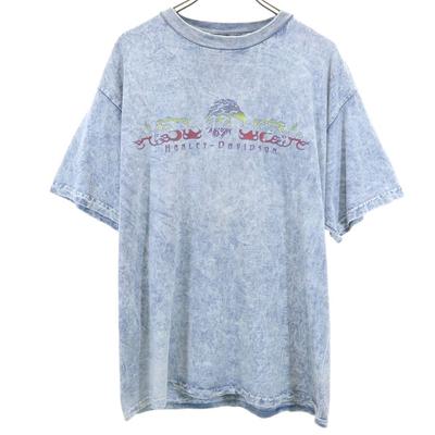 Print Short Sleeve T-shirt L Blue Men's Used