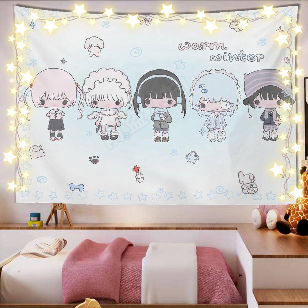 Kawaii Home Decor Wall Hanging Tapestry Anime Girl Tapestry Wall Bedroom Background Decor Cute Fashion Lady Tapestries