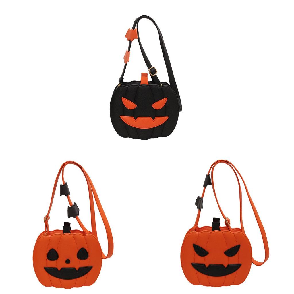 Borsa a Spalla Cartone Animato Zucca di Halloween in Materiale PU per Uso Quotidiano Casual