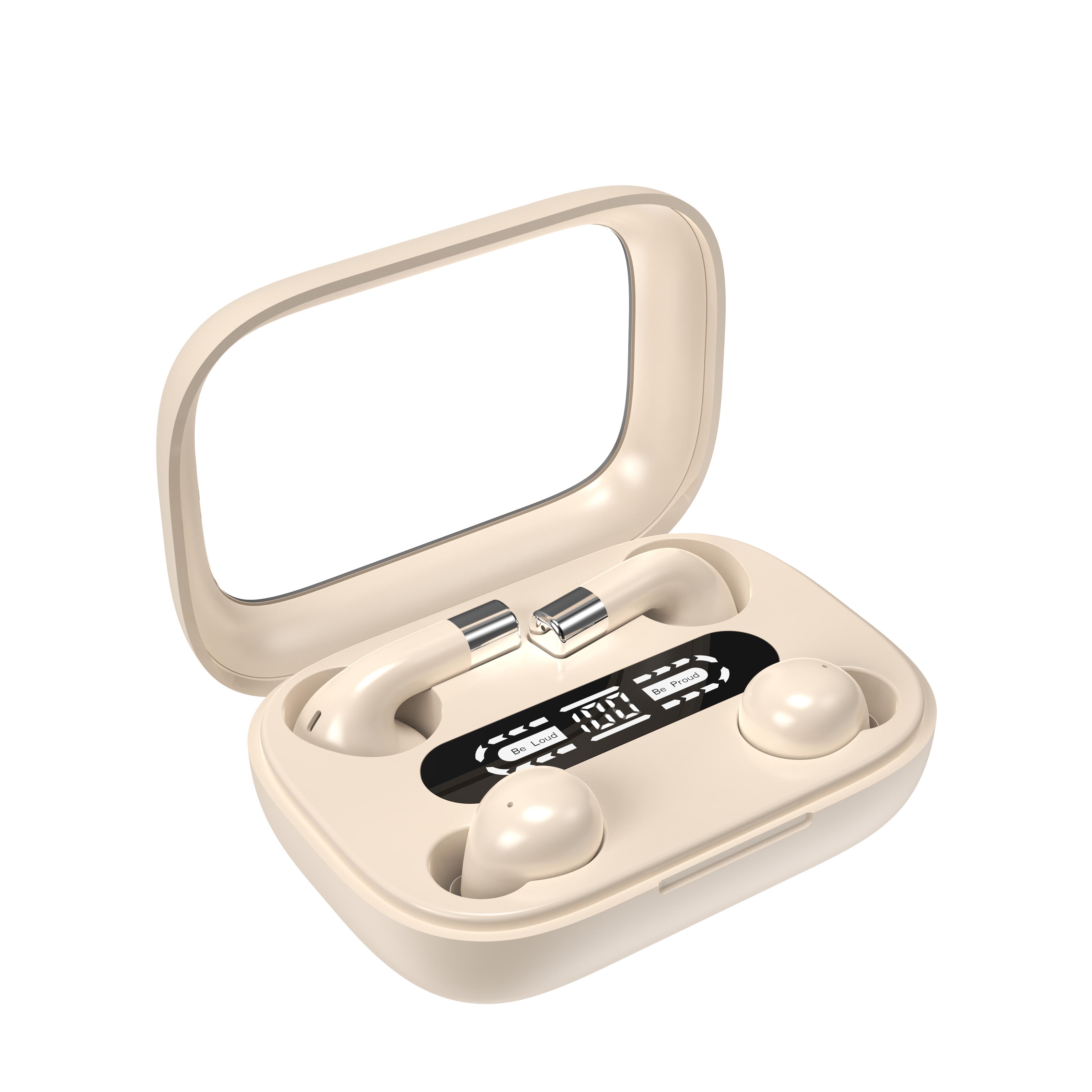 Cuffie 2 in 1 doppie, auricolari wireless Bluetooth 5.4, auricolari sportivi, per dormire, riduzione del rumore, chiamate HD, auricolari HIFI, musica, bassi cachi