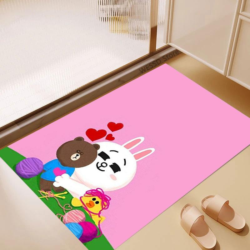Non-slip decorative rug, cute cartoon welcome mat, Line Friends series pattern, a gift for friends and family.