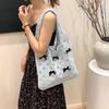 Aesthetic Knitted Bag Women Hollow Out Crochet Bow Handbag Large Capacity Handmade Tote Bag Summer Beach Woven Shoulder Bag