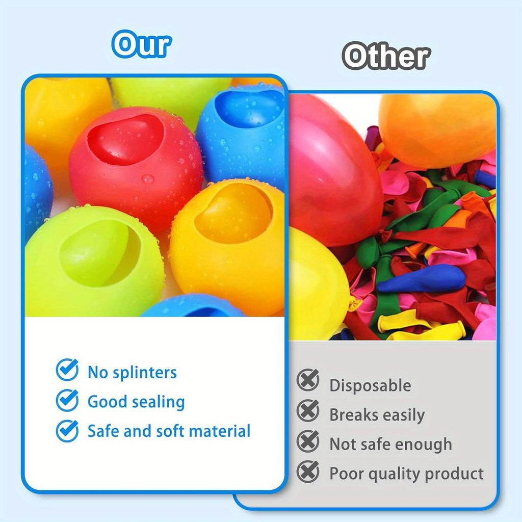 Refillable Water Balls for Pool, Outdoor Water Bombs Toys, Water Games Quick Fill Water Balloon for Backyard for Swimming Pool
