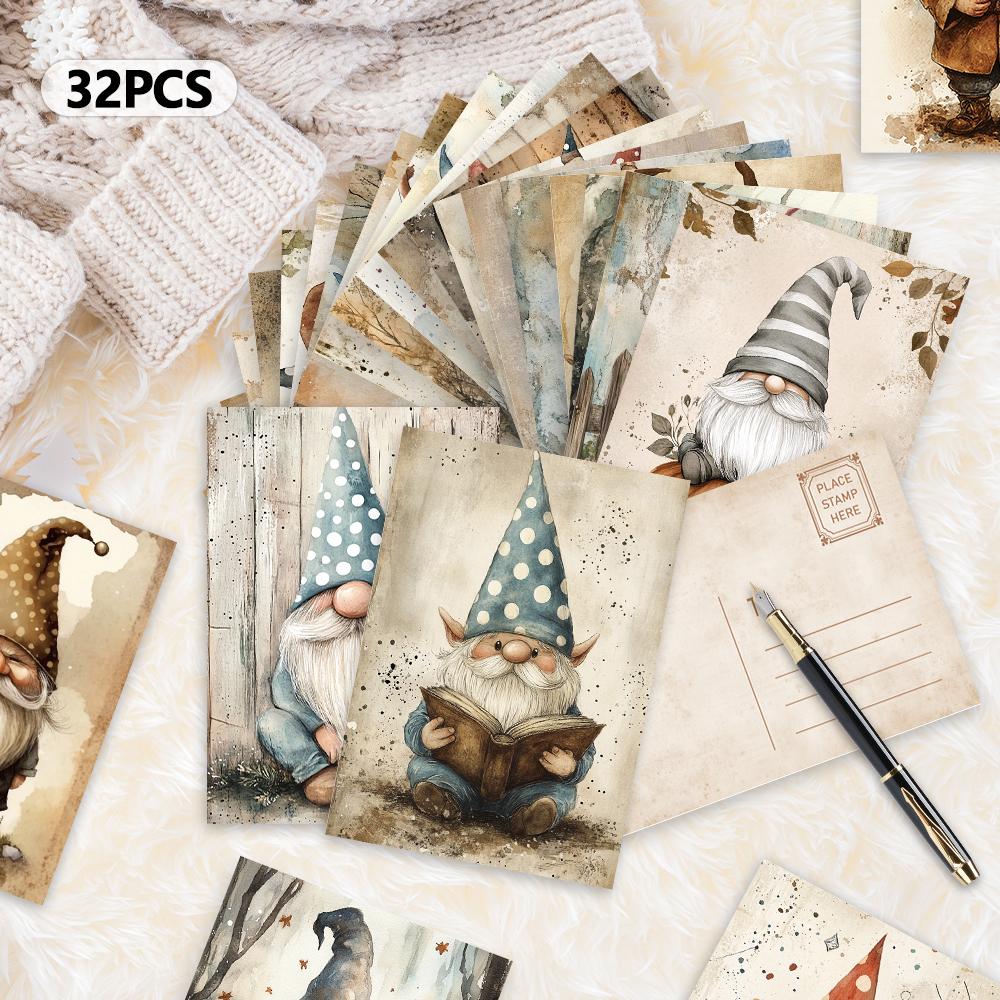 32pcs, Retro Dwarf Postcard, Christmas, Birthday/Anniversary Gift, Collectible, Suitable for Gift Giving, Can be Mailed.