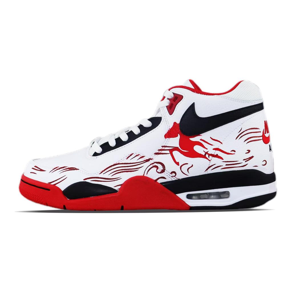 Nike Flight Legacy Abrasion Resistant Mid top Vintage Basketball Shoes Unisex Red BQ4212-100(Team840-1)
