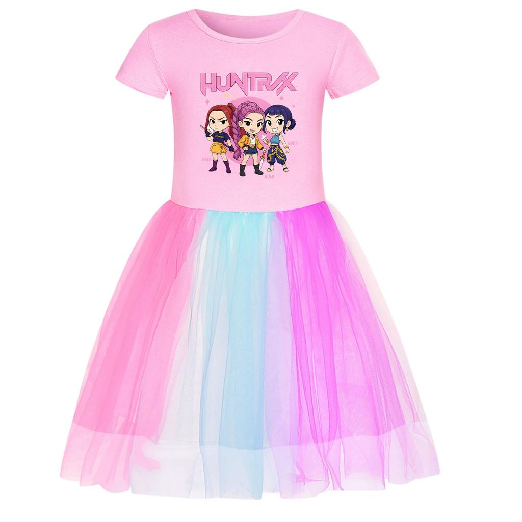 

4179 Kids Girls Rumi Zoey Mira Print Casual Rainbow Dress 110cm розовый