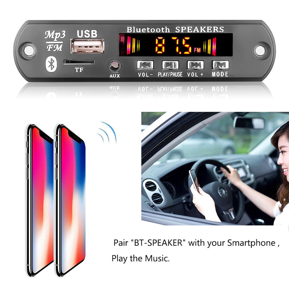 Bluetooth 5.0 12V 18V MP3 WMA Decoder Board Car Audio USB TF FM Radio Module Wireless MP3 Player with Remote Control Car kit