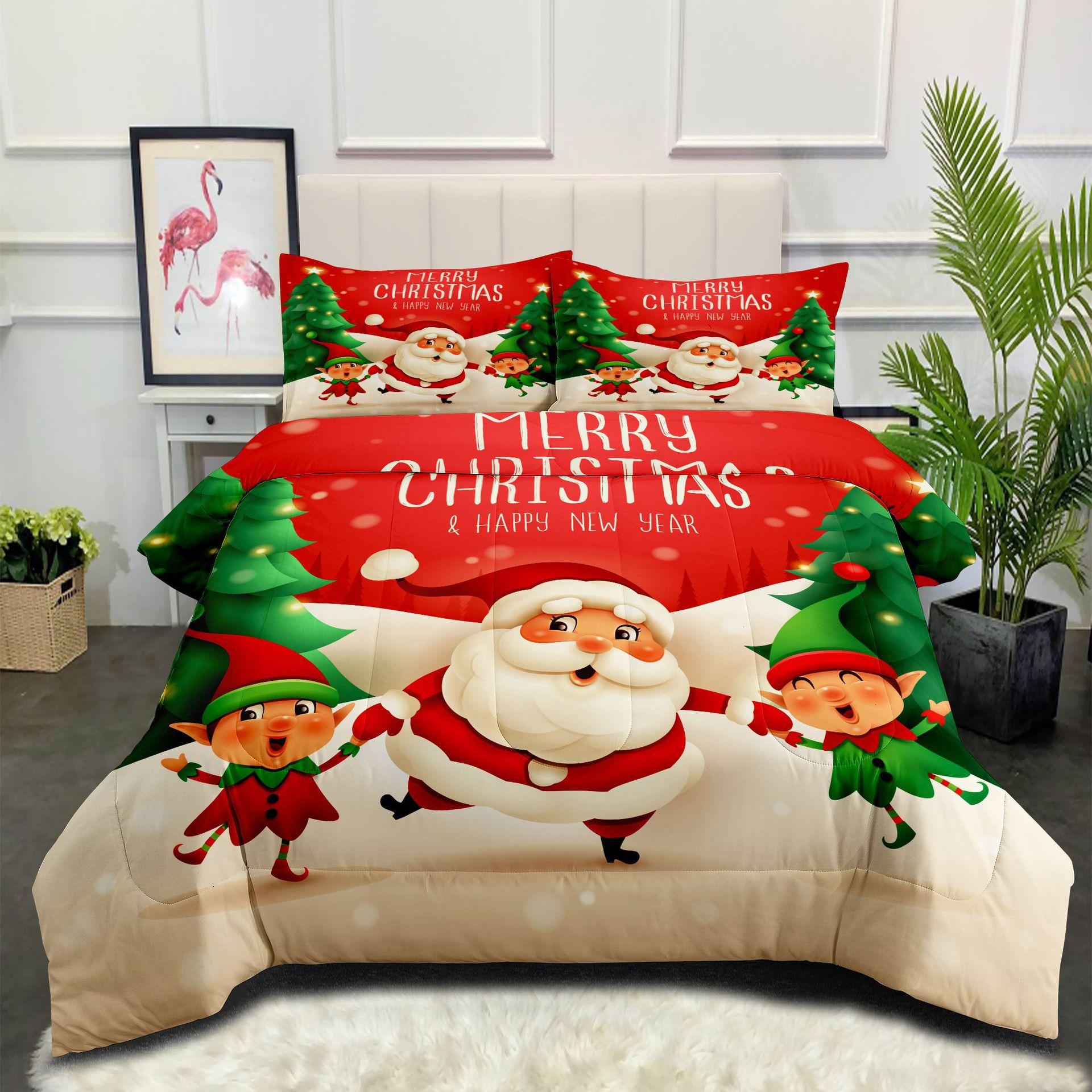 

Fat Quilt Core Christmas Simple Quilt Snowman Gift Bedding Feather Silk Quilt Cover 140*200cm