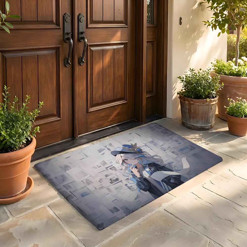 Floor Mat Soft Flannel Rug Non-Slip Absorbent Mat for Bathroom Bedroom Home Decor Genshin Impact Furina