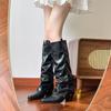 Large size-4 white pointed trousers Martin boots women's new British Knights Chelsea high boots
