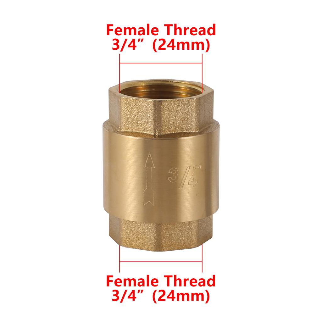1/2" 3/4" 1" Female Thread Brass Vertical Lift Spring Check Valve One Way Non-return Valve Water Gas Oil Control Devices Valve