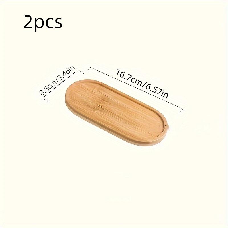 2Pcs/Wooden Tray Round Wooden Tray Japanese-Style Oval Beech Wood Small Wooden Plate Milk Snack Tray Presentation Tray
