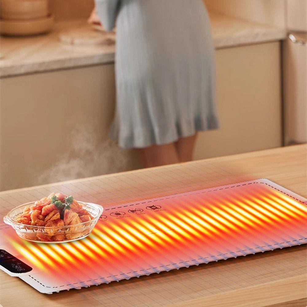 Plug in Electric Insulation Board Foldable Hot Dish Heating Pad Food Warm Tray  Family