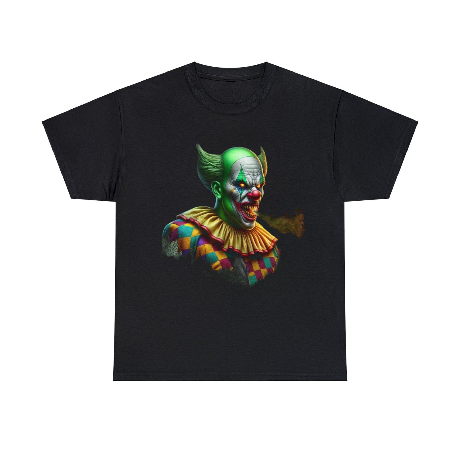 Unisex Adult Scary Clown T Shirt: Fiery Nightmare Creepy Graphic Tee Halloween S разноцветный