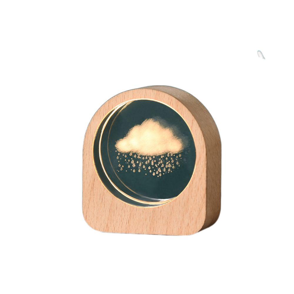 Warm Lights 3D Engraved Lamp Wooden Base Plug and Play Wood Crystal Night Light Decorative Laser Engraved