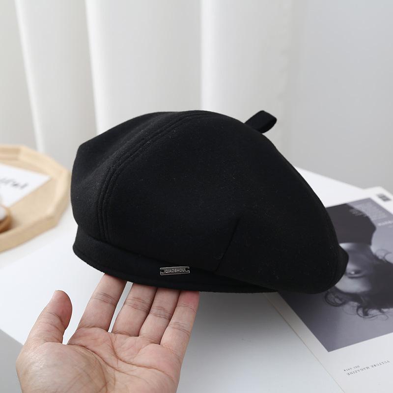 

Корейская шляпа Женская модная осенне-зимняя шерстяная беретка с маленьким лицом и большой головой Берет Универсальная ретро шляпа художника one size fits all