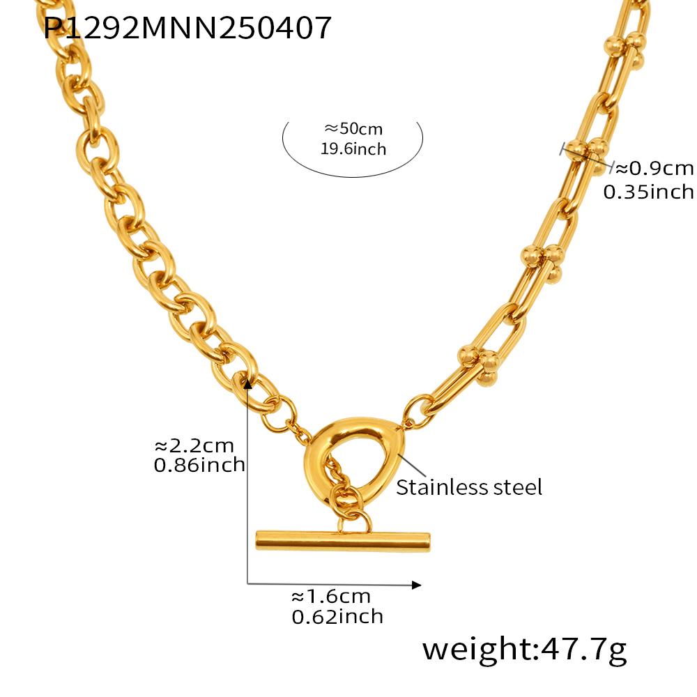 Stainless Steel Chunky Chain Necklaces For Women 18k Gold Plated Hip-hop Rock Style Two Types Chains Women's Statement Necklace
