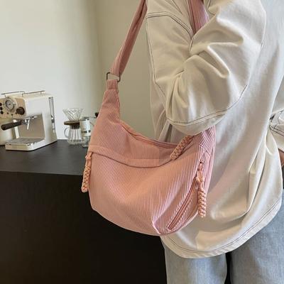 Corduroy Ladies Large Capacity Multi-Zipper Tote Bag