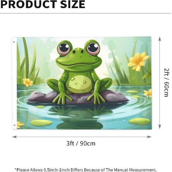 OUSIKA Flag 2x3 FT Garden Flag for Outside Frog in a pond Double Sided Holiday Flag Heavy Duty Large Banner with Brass Grommets Fade-Resistant