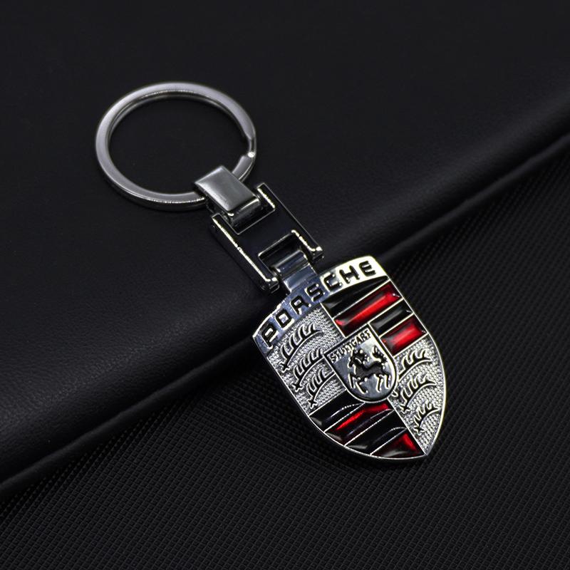 Car Emblem Keychain H Buckle Double-sided Key Ring Gift For Porsche 918 911 718 Taycan Panamera Cayenne Boxster Cayman Accessory