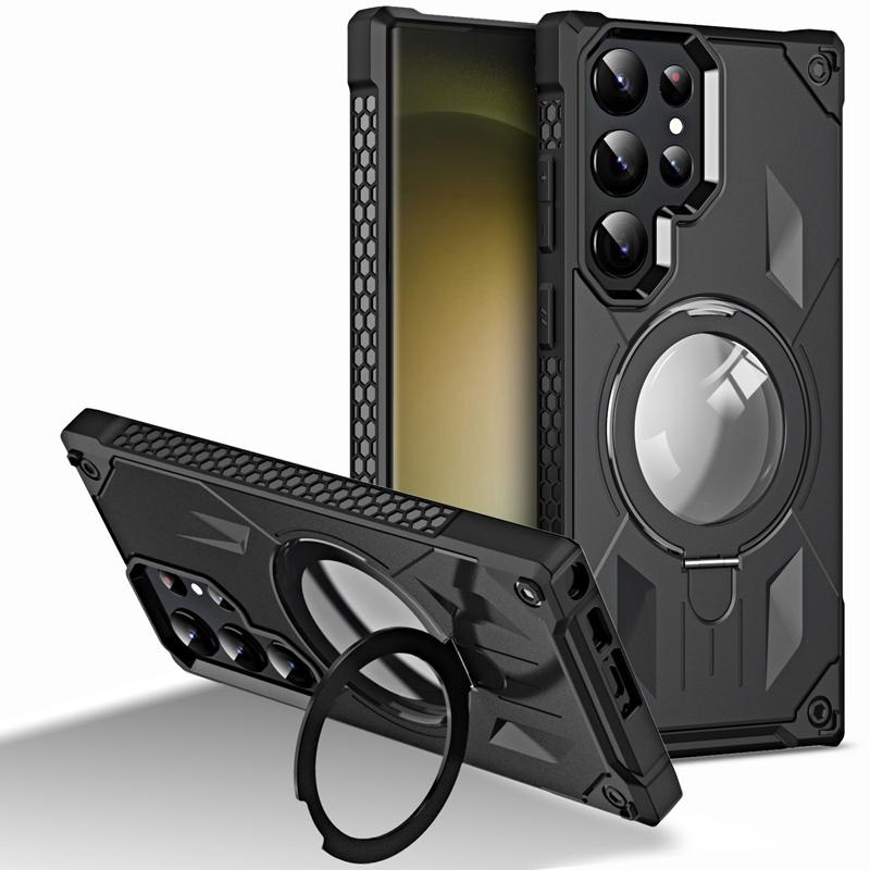 

Роскошный чехол для телефона с магнитной подставкой для Samsung Galaxy S23 S22 Ultra Plus Magsafe с беспроводной зарядкой Ударопрочный чехол с держателем кольца