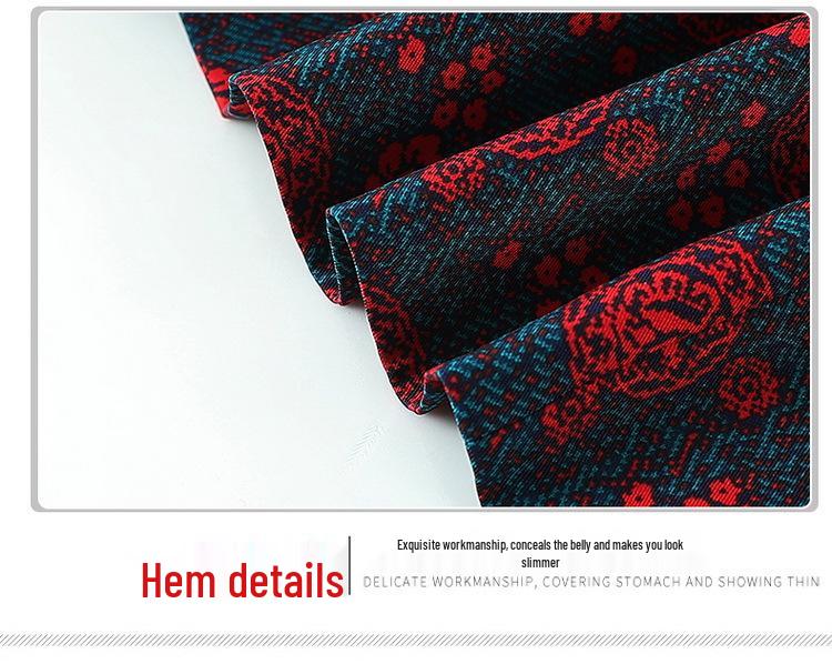 2026 Plus Size Printed Jacket for Middle-aged and Elderly Women, Spring/Autumn, Loose & Slimming, Lapel Top