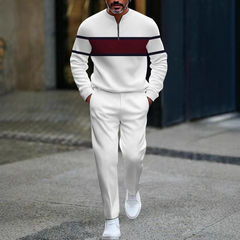 Herren Mode Stil Gedruckt Zweiteiliges Set 3D Digital Halber Reißverschluss Lässig Trendig Sportbekleidung Herbst und Winter Set